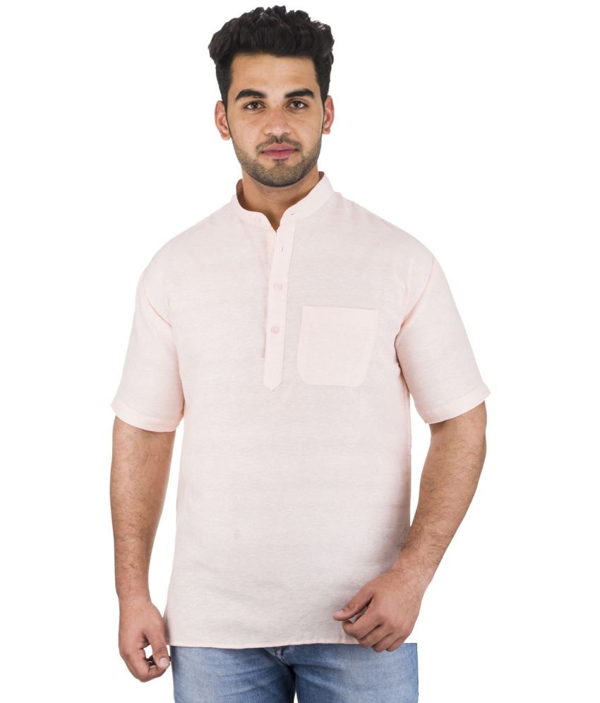     			DESHBANDHU DBK Peach Cotton Kurta Single