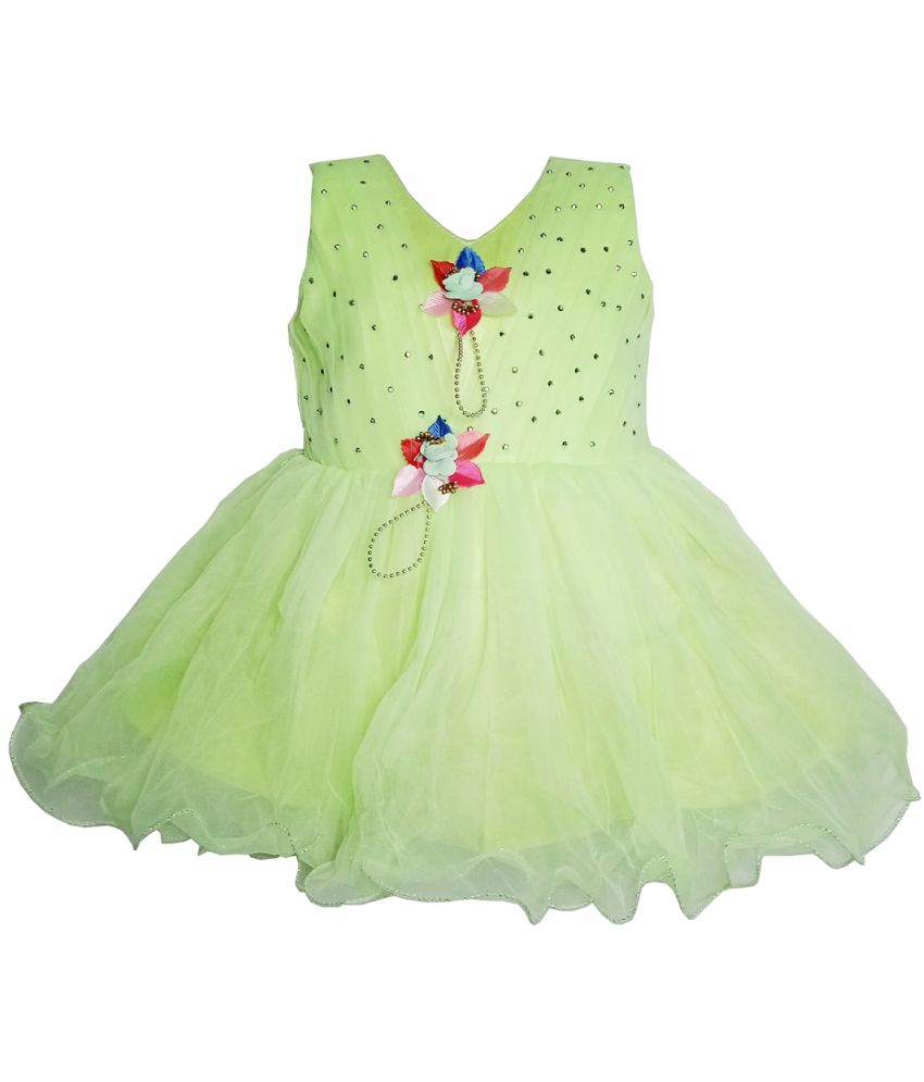     			harshvardhanmart.com - Green Net Girl's Frock ( Pack of 1 )