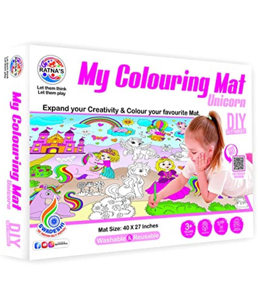     			RATNA'S My Colouring MAT for Kids Reusable and Washable. Big MAT for Colouring. MAT Size(40 INCHES X 27 INCHES) (Unicorn Theme)