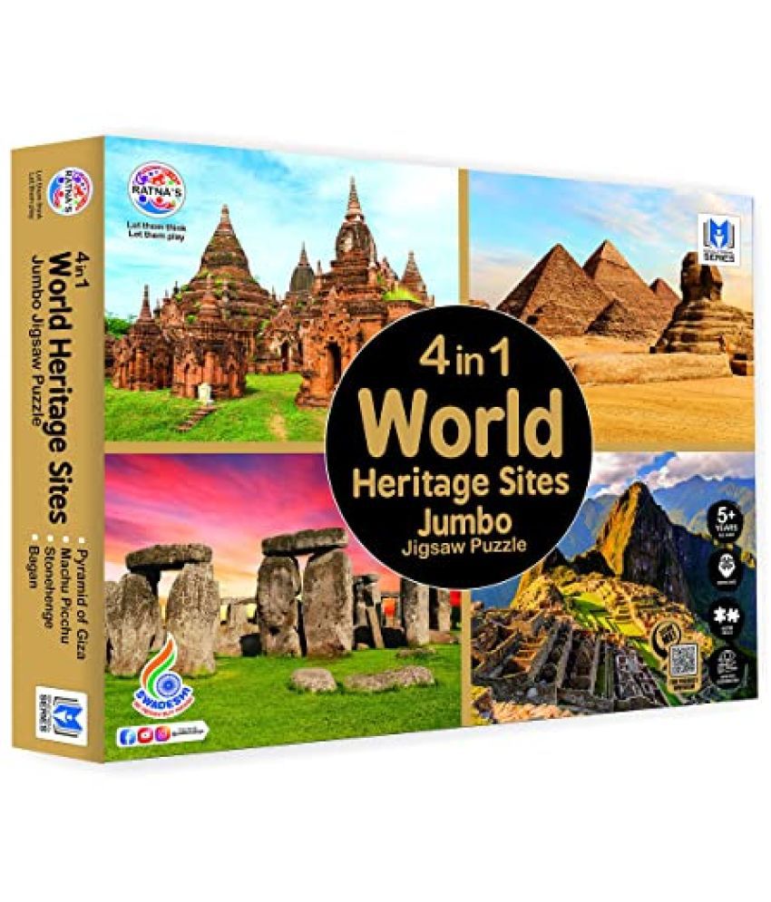     			Ratna's 4 in 1 World Heritage Sites Jumbo Jigsaw Puzzle (4 x 99 Pieces) Size 36 x 28.5 cm for Each Puzzle Educational Toy for Kids 5+ Years