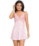 N-Gal Crepe Baby Doll Dresses With Panty - Pink