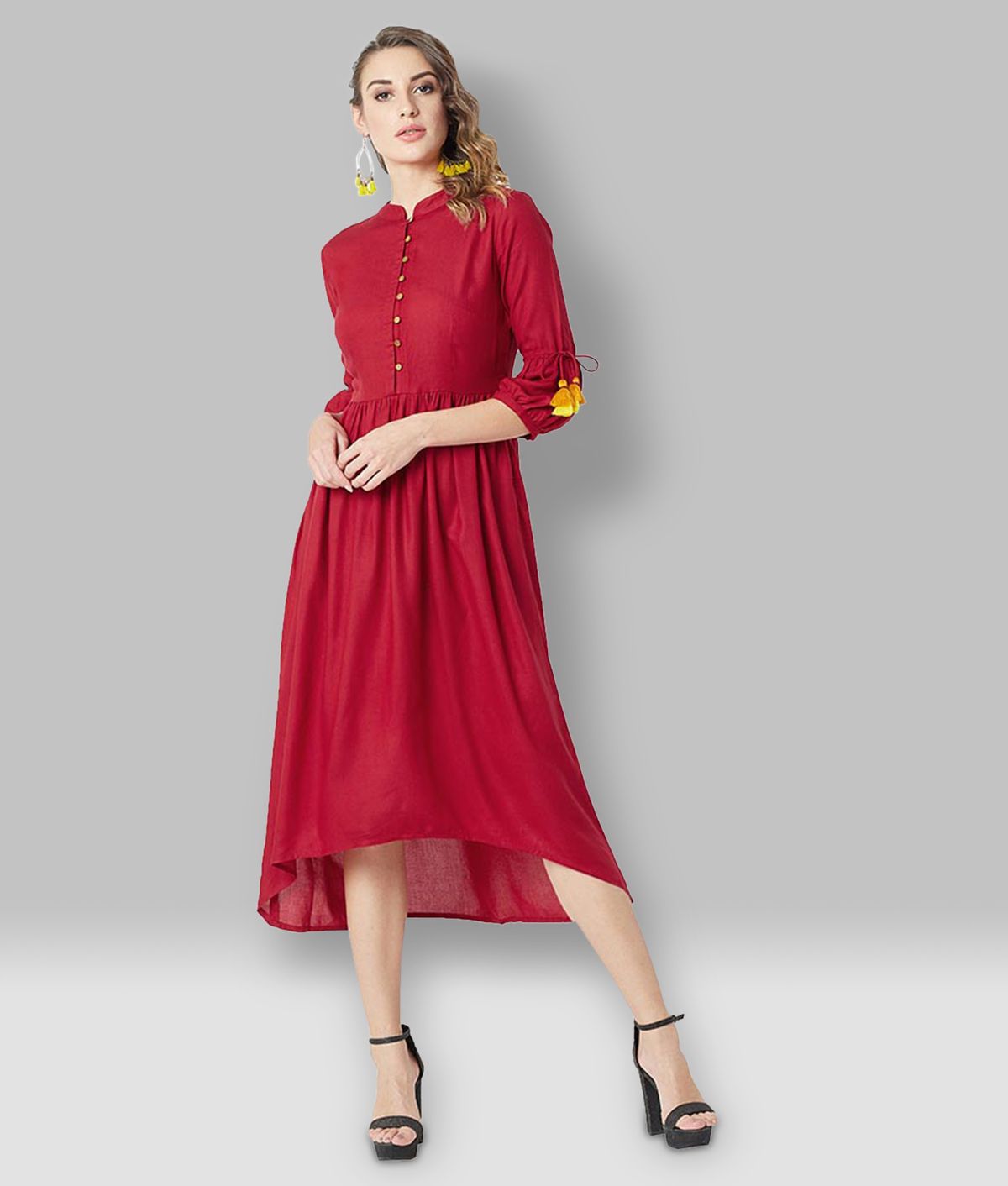     			Miss Chase Rayon Maroon Shift Dress