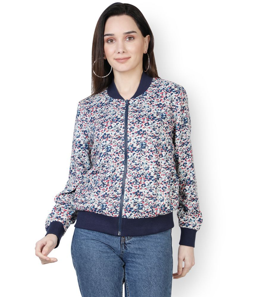     			NUEVOSDAMAS Polyester Blend Multi Color Bomber Jackets Single