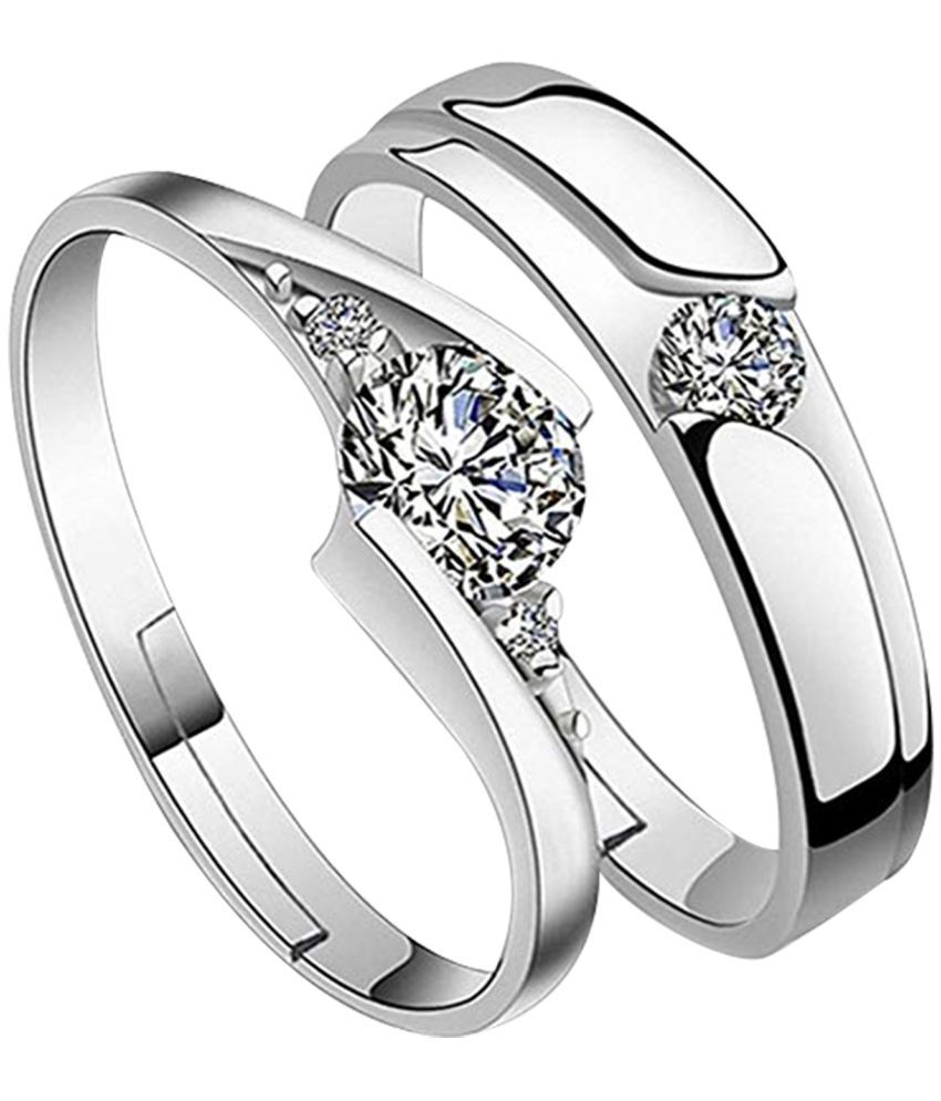     			Speical For Couple Ring Valentines  Lover Ring Adjustable  Silver Plated Couple Ring Set  Women And Men