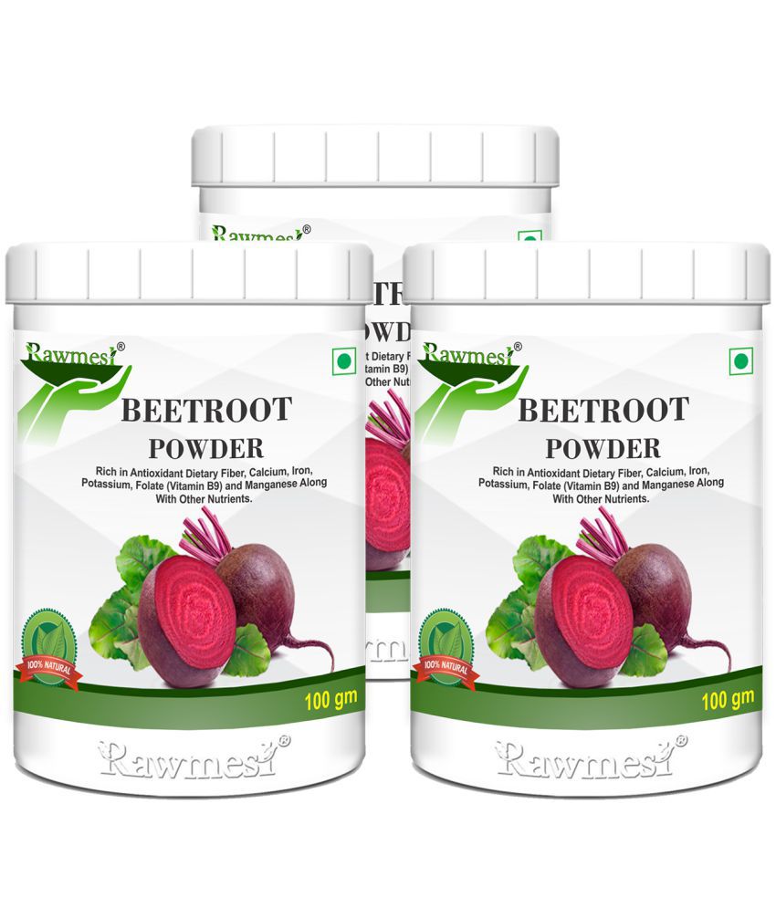 rawmest Pure Ayurvedic Beetroot Powder| High Source Of Dietary Fiber| High In Calcium 300 gm Fruit Punch Multivitamins Powder Pack of 3