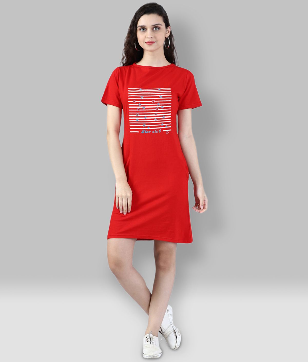 Broadstar Cotton RED Bodycon Dress - Single