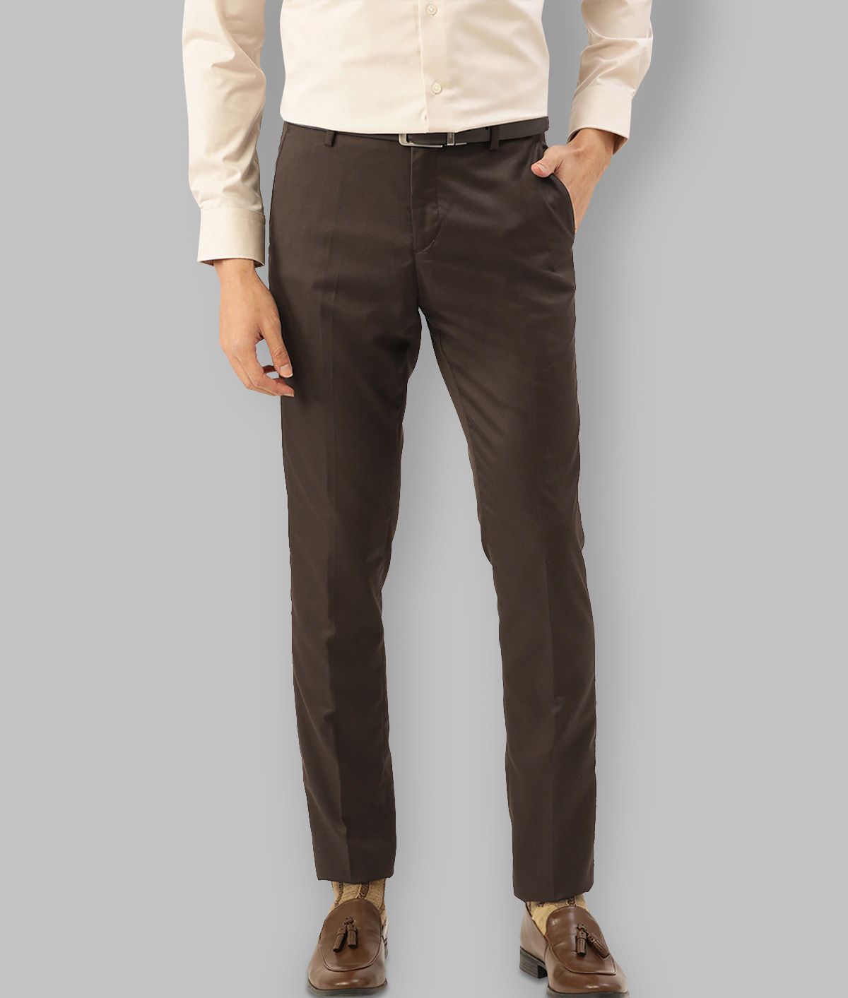     			Haul Chic - Brown Polycotton Slim - Fit Men's Chinos ( Pack of 1 )