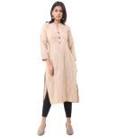 DESHBANDHU DBK - Beige Cotton Women's Straight Kurti ( Pack of 1 )