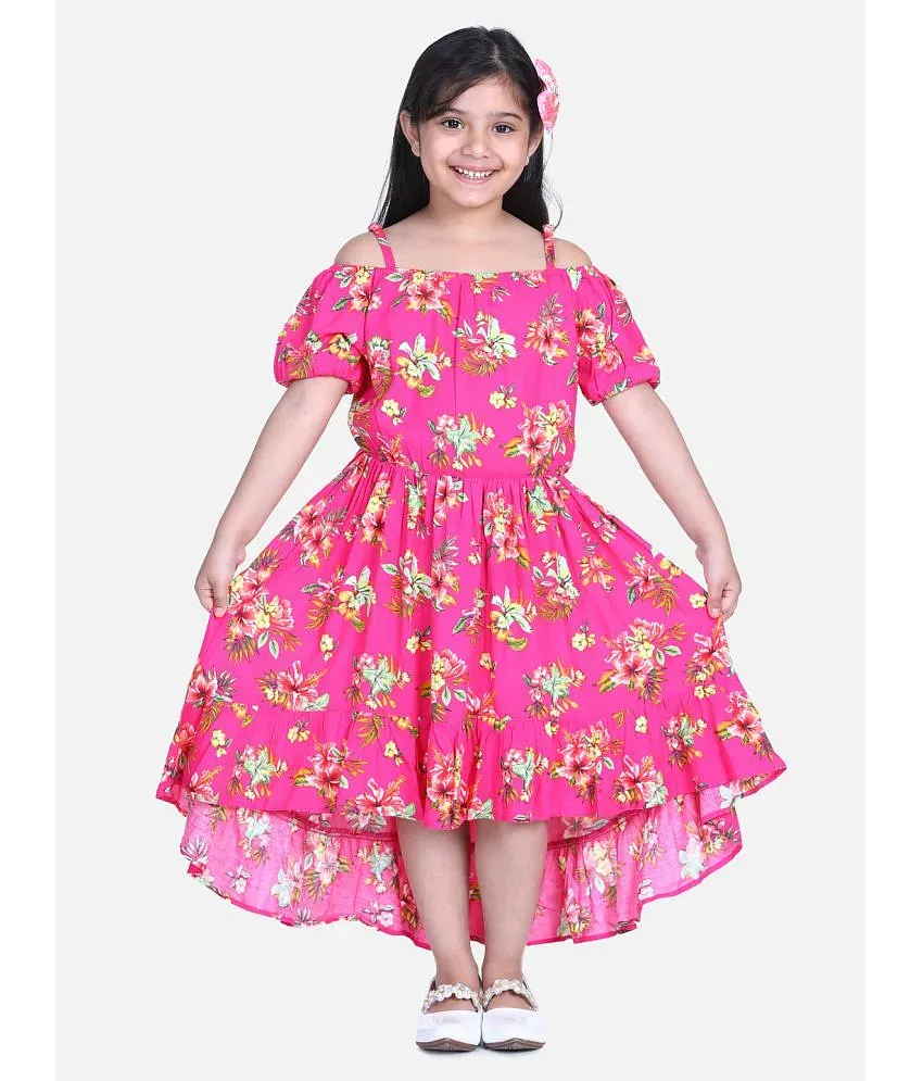 StyleStone Girls Dark Pink Floral Hi Low Dress Buy StyleStone