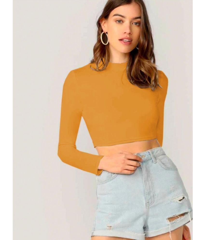     			Dream Beauty Fashion Polyester Blended Crop Tops - Yellow Single