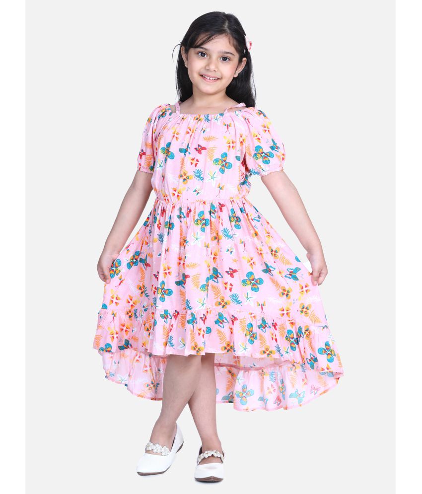     			StyleStone Girls Dark Pink Floral Hi Low Dress