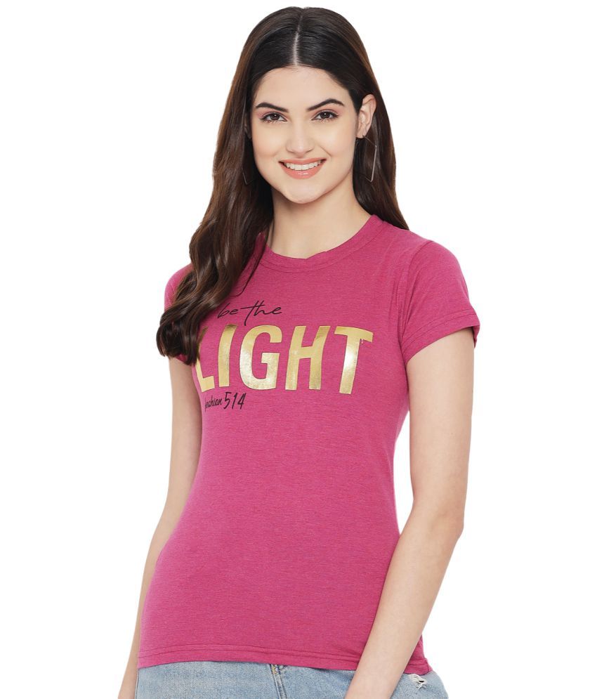     			Fabflee Cotton Pink T-Shirts - Single