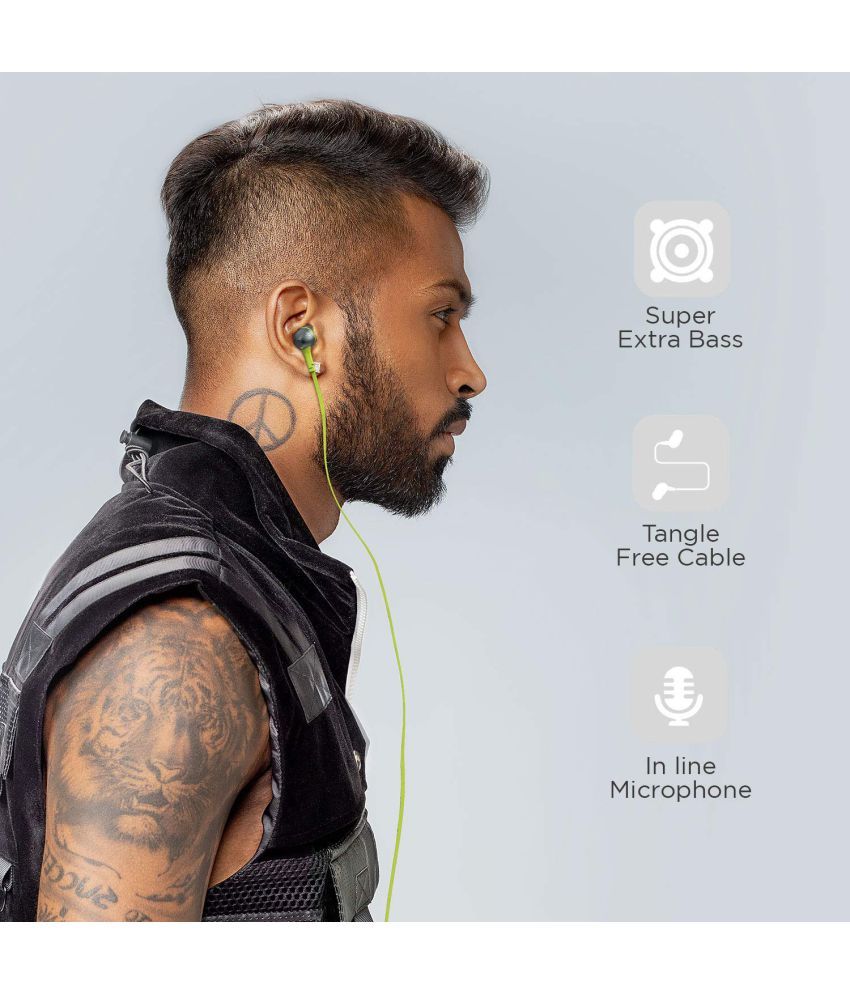 boAt BassHeads 220 (LIme) On Ear Wired With Mic Headphones/Earphones