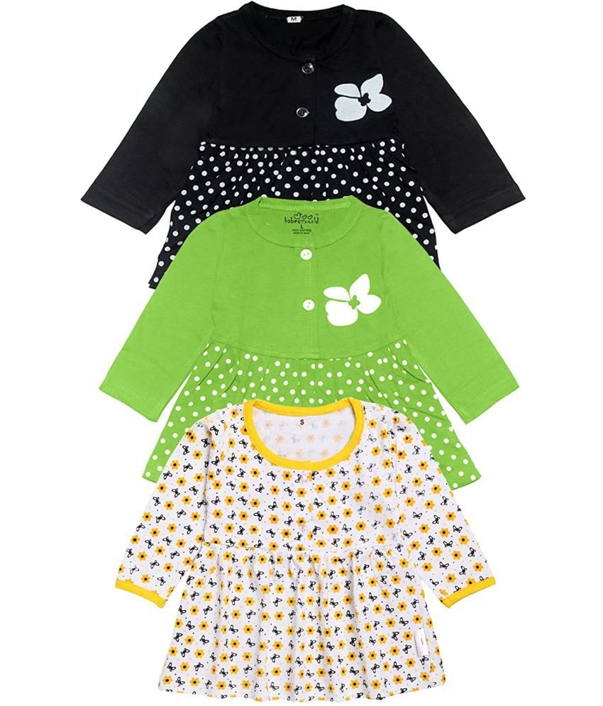     			Babeezworld Pack of 3 Baby Girls 100% Cotton Frocks ( Multi )