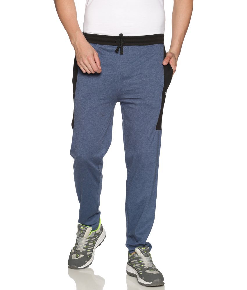     			Dollar Blue Cotton Solid Trackpants Single