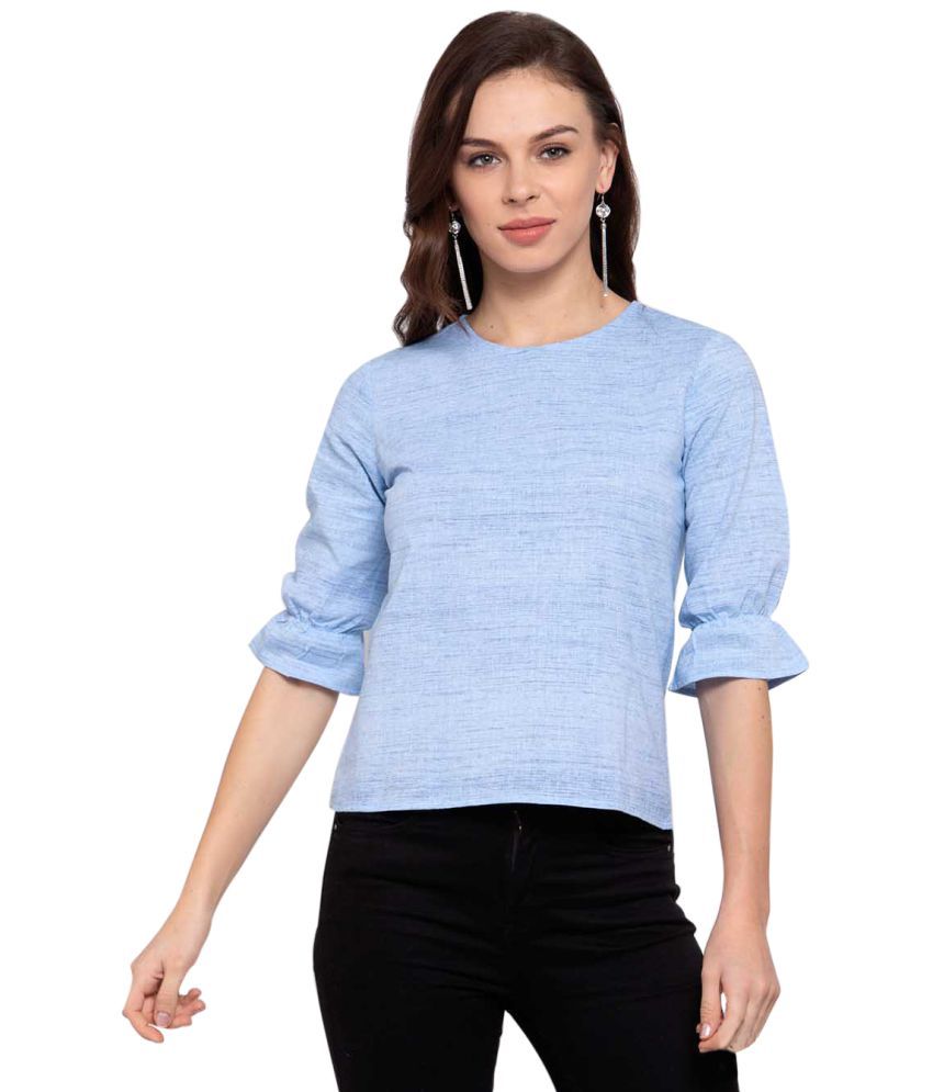     			Style Quotient Cotton Blended Regular Tops - Blue Single