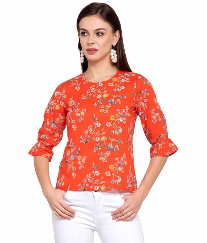     			Style Quotient Cotton Regular Tops - Orange Single