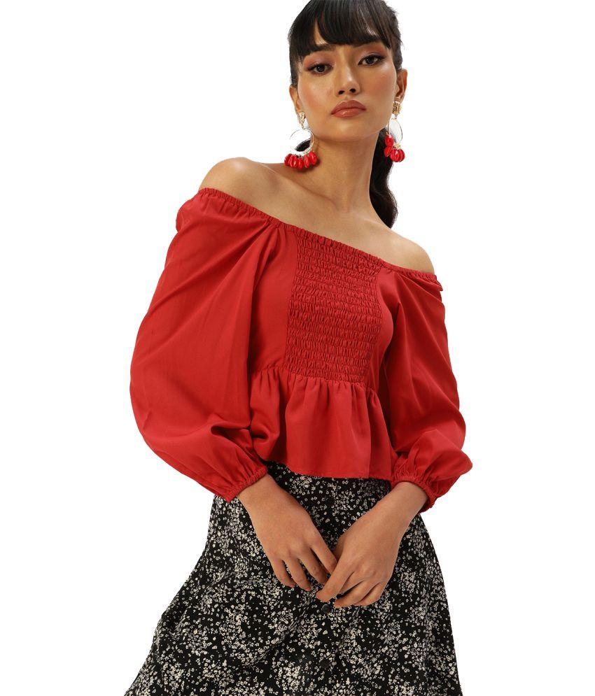     			Style Quotient - Red Polyester Women's Peplum Top