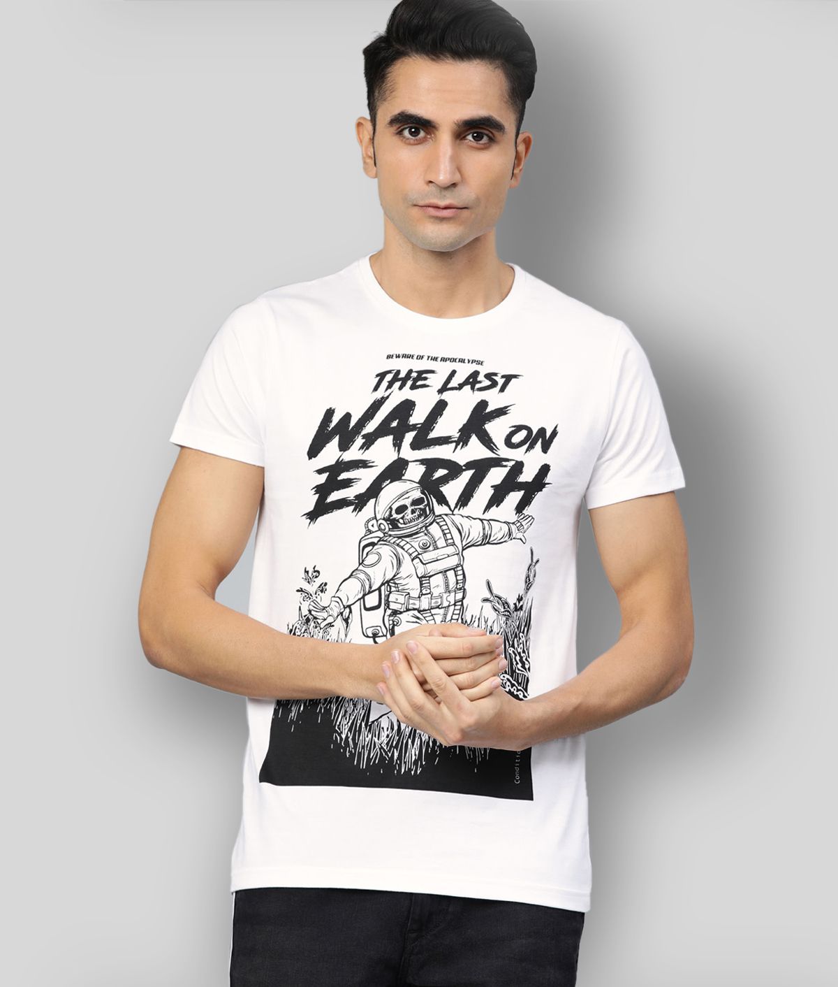     			Conditions Apply - White Cotton Regular Fit Men's T-Shirt ( Pack of 1 )
