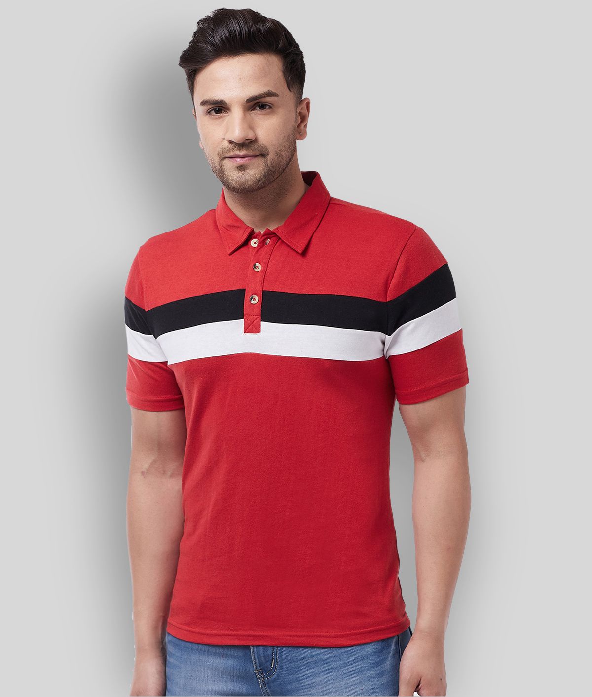     			Gritsones - Red Cotton Blend Regular Fit Men's T-Shirt ( Pack of 1 )