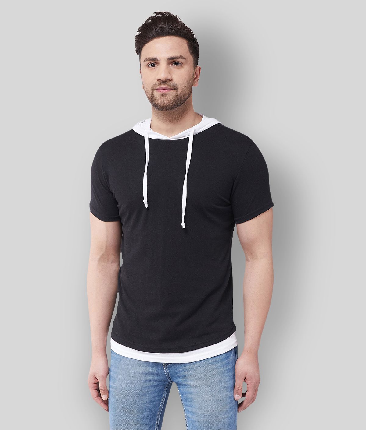 Gritstones - Black Cotton Blend Regular Fit Men's T-Shirt ( Pack of 1 )