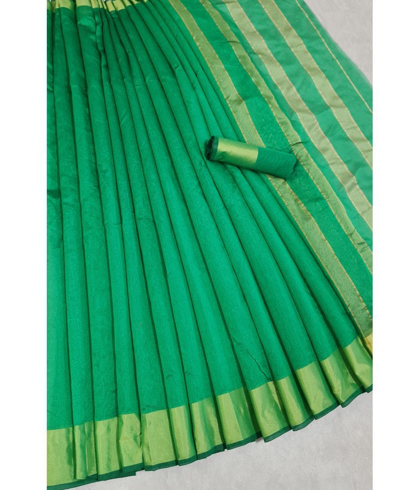     			JULEE Green Cotton Silk Saree - Single