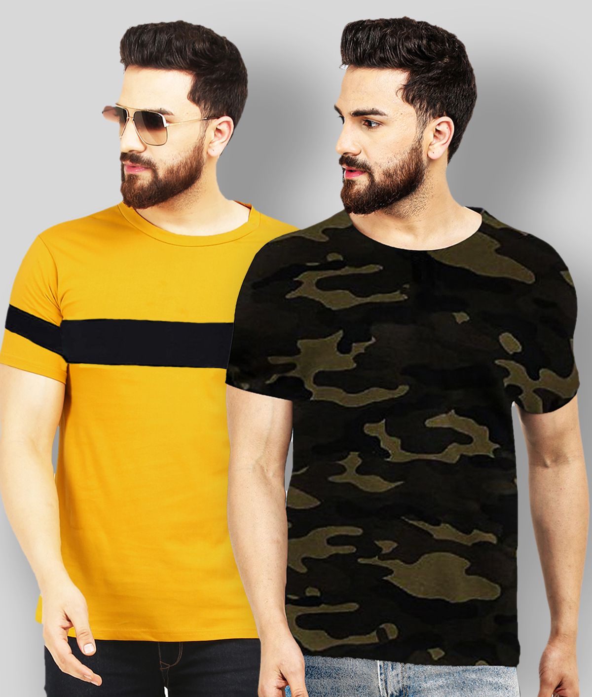     			Leotude - Multicolor Cotton Regular Fit Men's T-Shirt ( Pack of 2 )