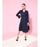 The Vanca Polyester Blue Fit And Flare Dress - Single