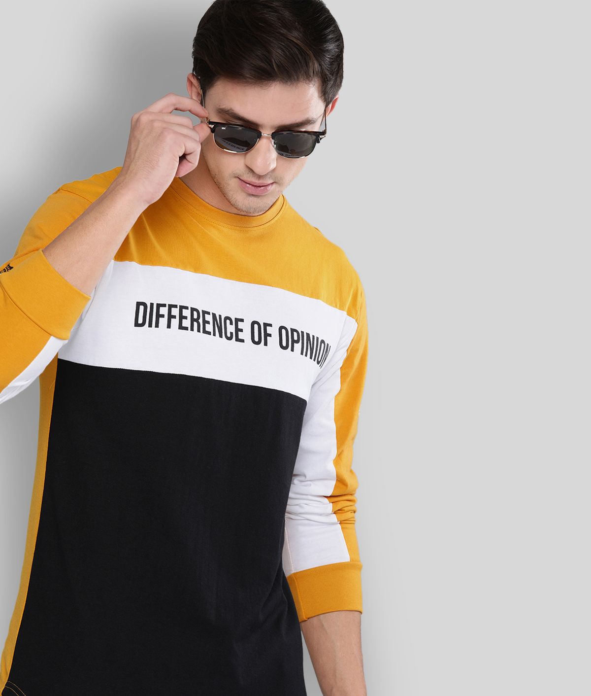     			Difference of Opinion - Mustard Cotton Regular Fit Men's T-Shirt ( Pack of 1 )