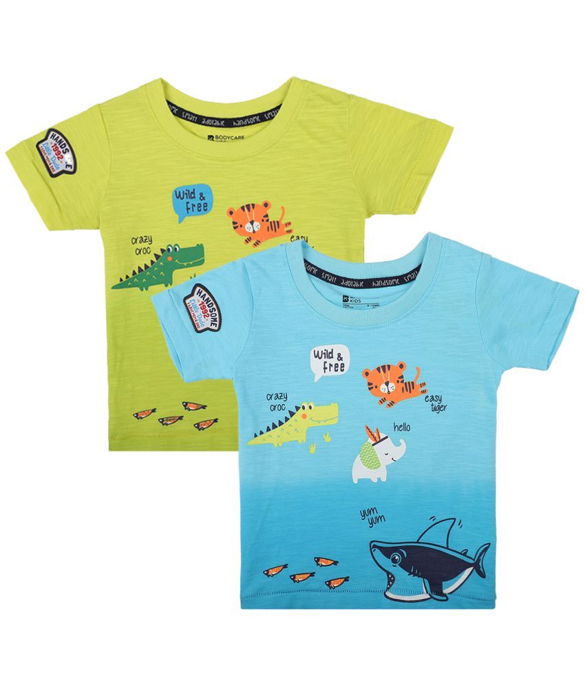     			BOYS TSHIRT ROUND NECK HALF SLEEVES YELLOW & SKY BLUE PACK OF 2