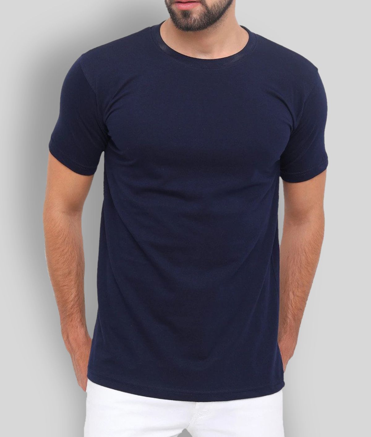     			SKYRISE - Navy Blue Cotton Slim Fit Men's T-Shirt ( Pack of 1 )
