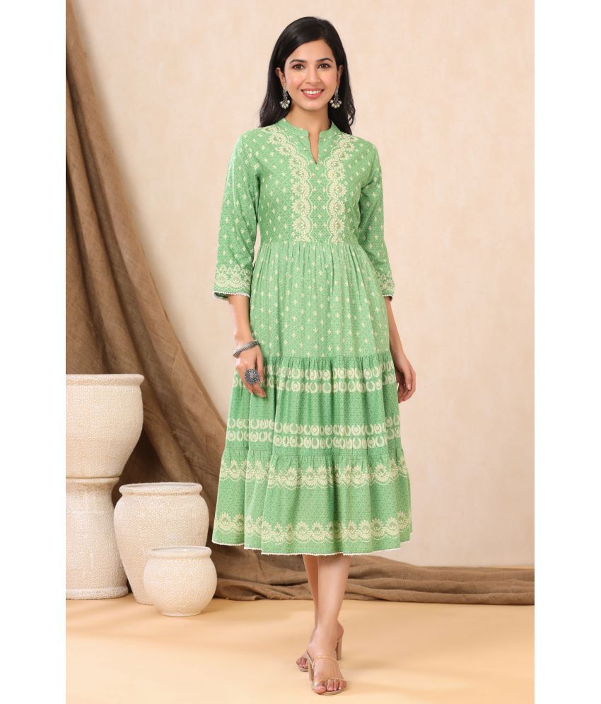     			Juniper Rayon Green Regular Dress - Single