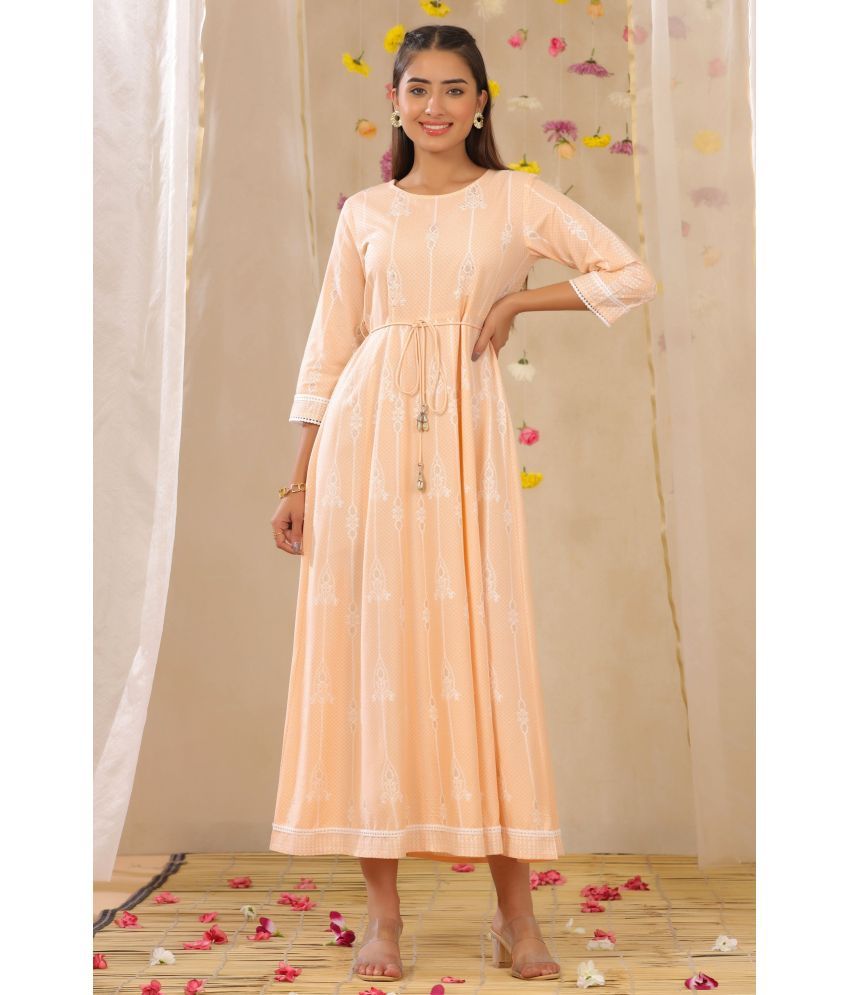     			Juniper Rayon Peach Fit And Flare Dress - Single