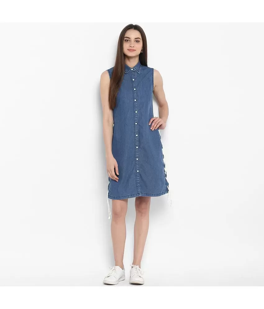 Blue Tencel T-Shirt Dress 1 - Platt DesignsPlatt Designs