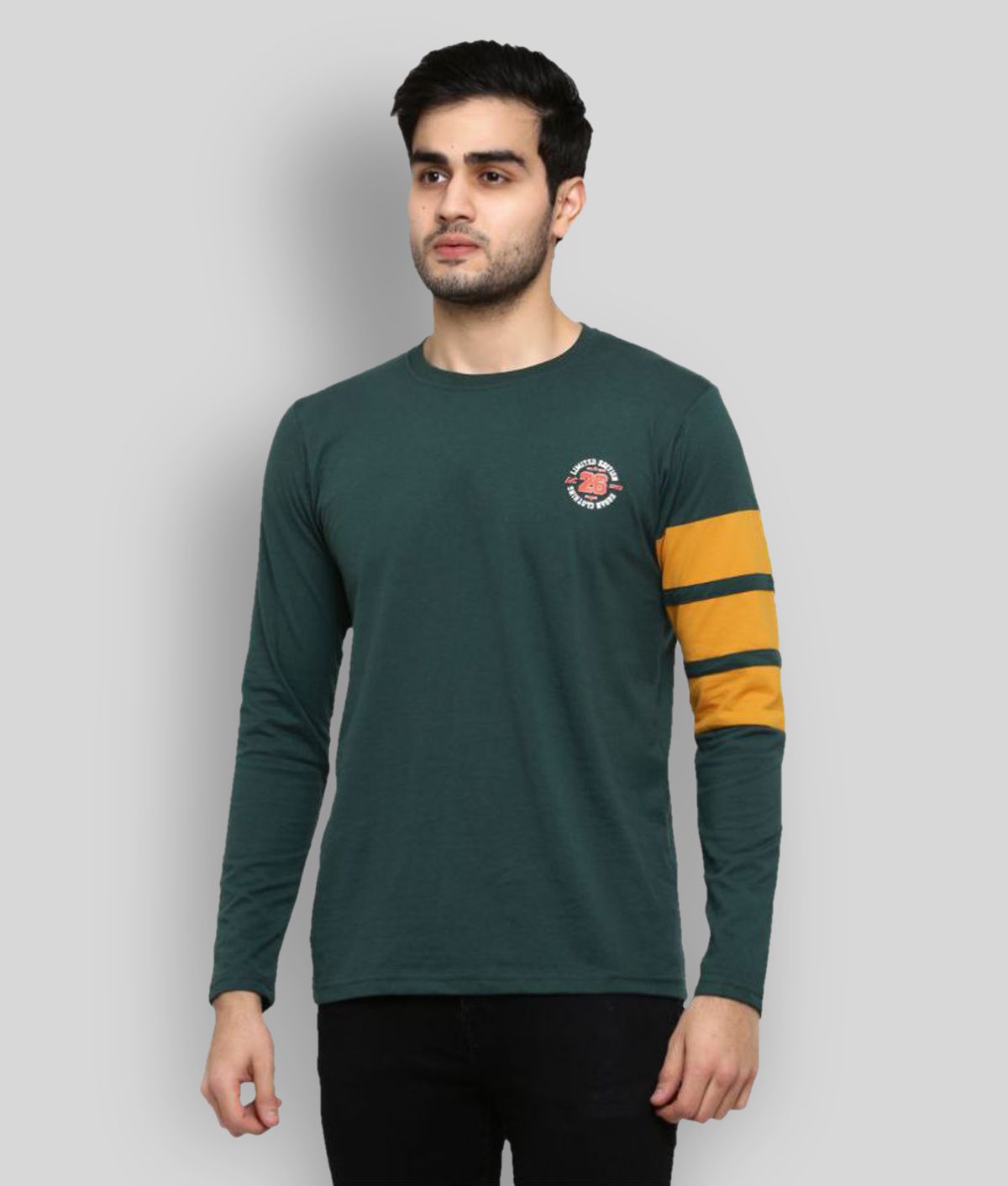     			GENTINO - Green Cotton Blend Regular Fit Men's T-Shirt ( Pack of 1 )