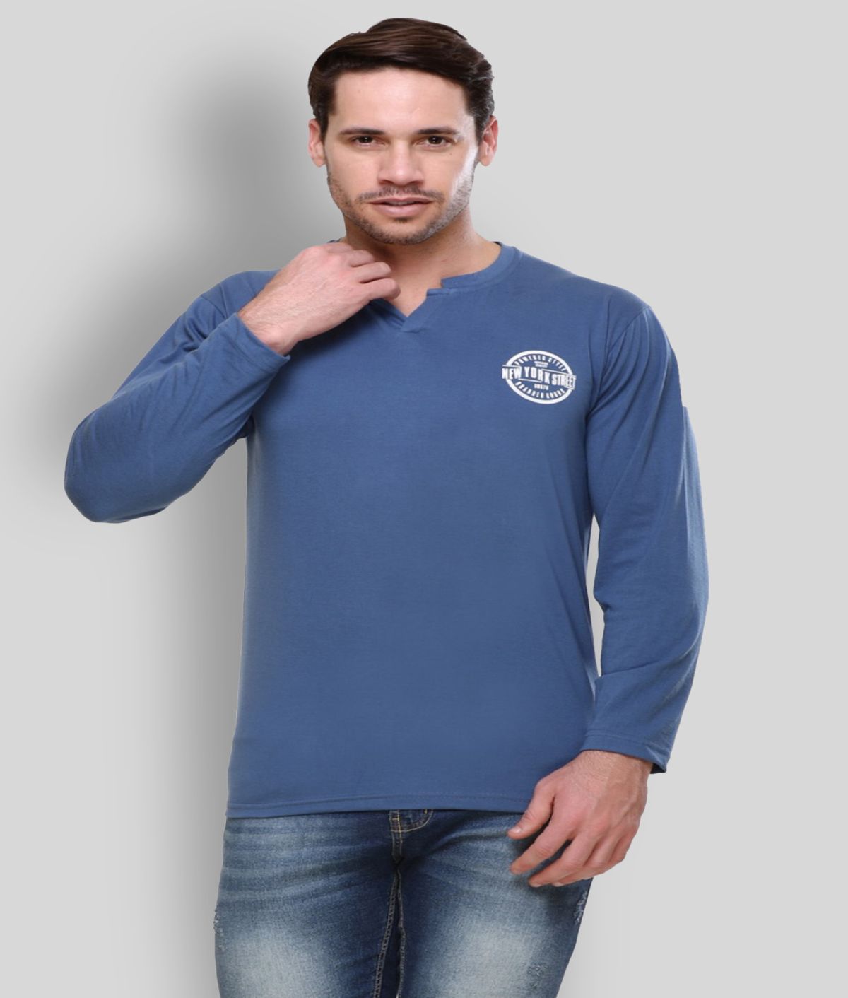     			HVBK - Blue Cotton Blend Regular Fit Men's T-Shirt ( Pack of 1 )