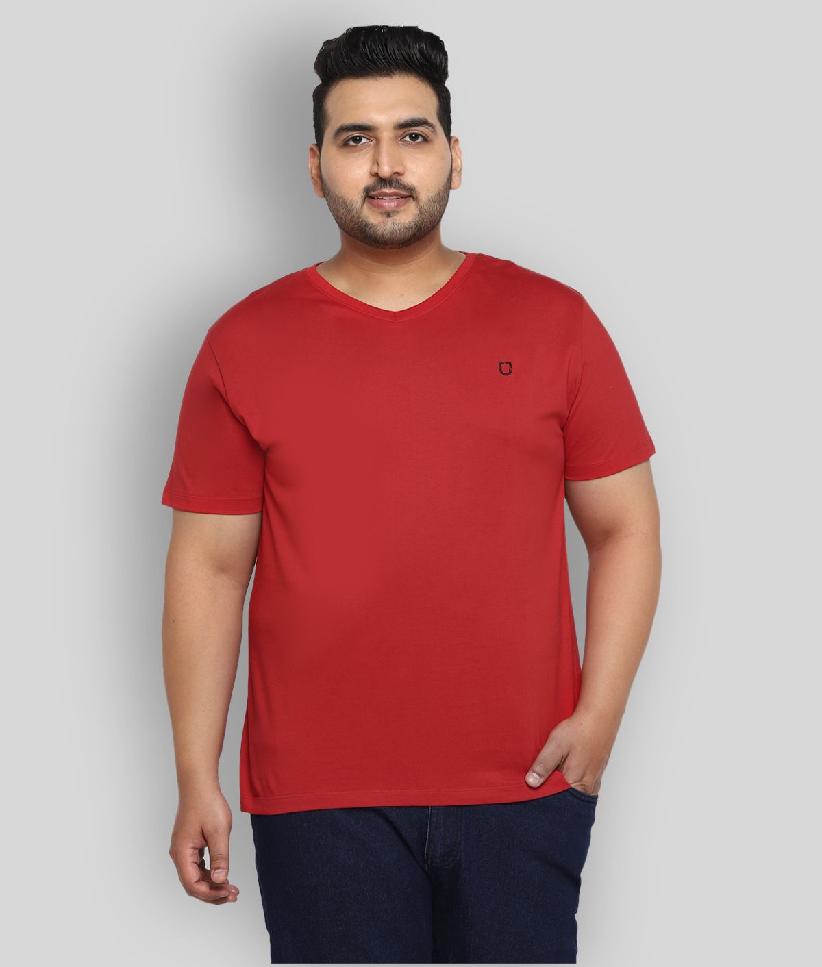     			Urbano Plus - Red Cotton Regular Fit Men's T-Shirt ( Pack of 1 )