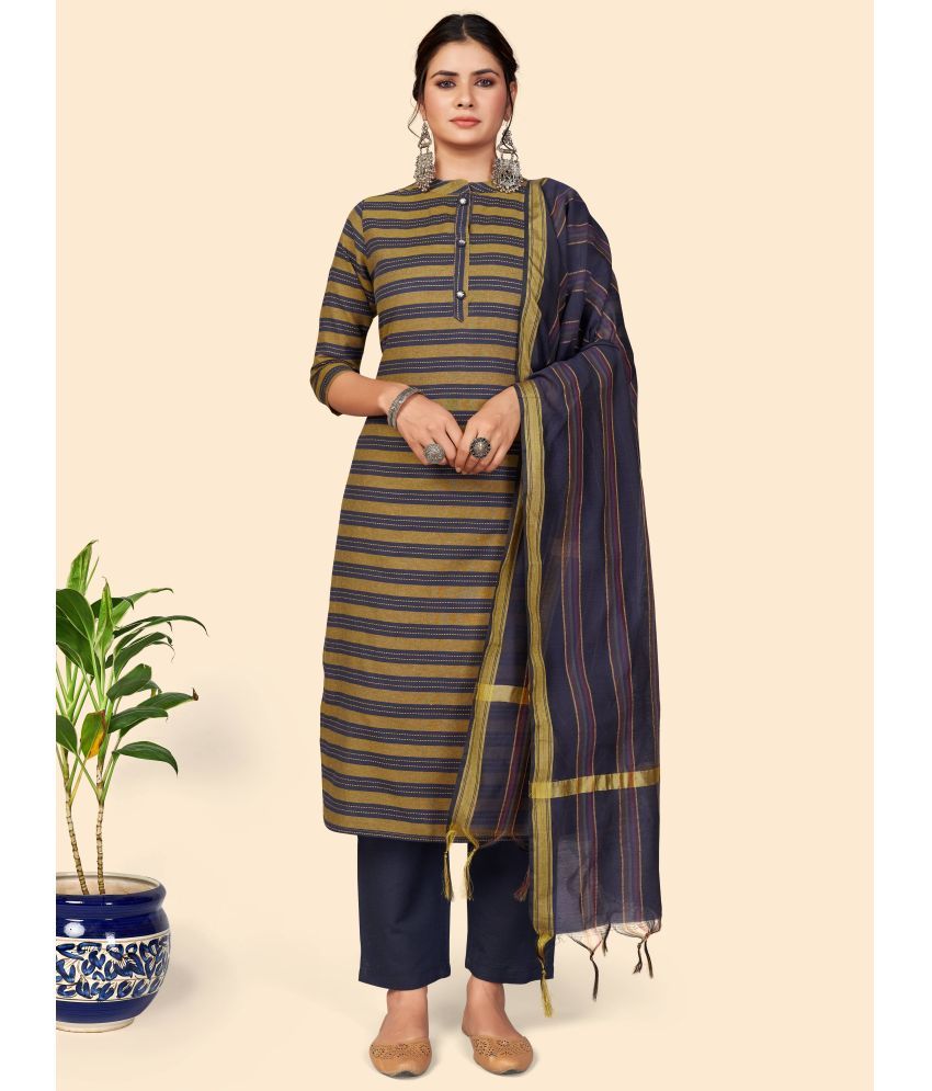     			Vbuyz Blue Cotton Kurti With Pants - Stitched Suit Single