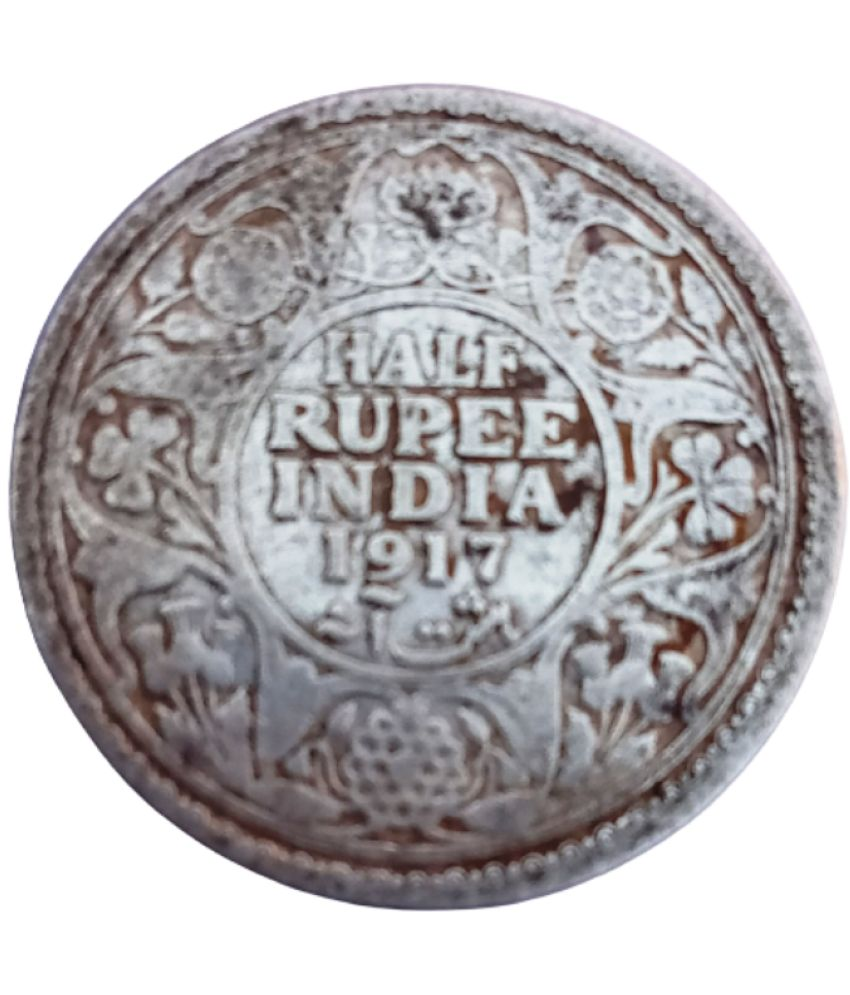     			British India 1917 half rupee silver type