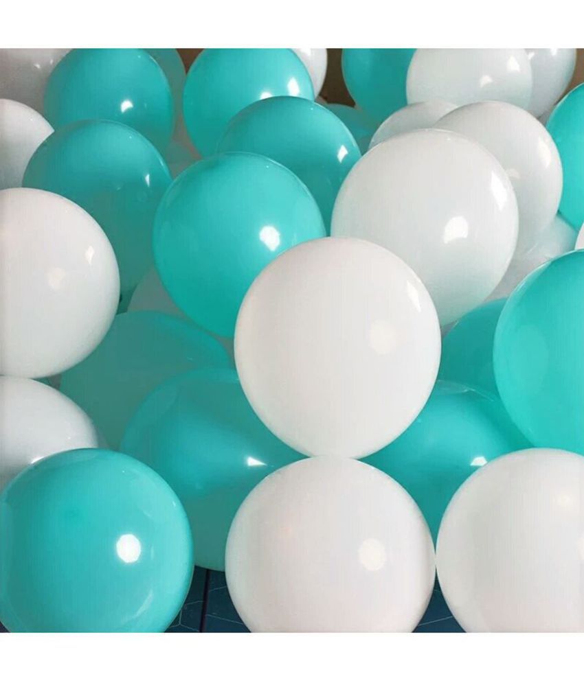     			Balloon Junction Themez Only Pastel Color Balloons for Decoration - Pack of 50 pcs (Teal and White)