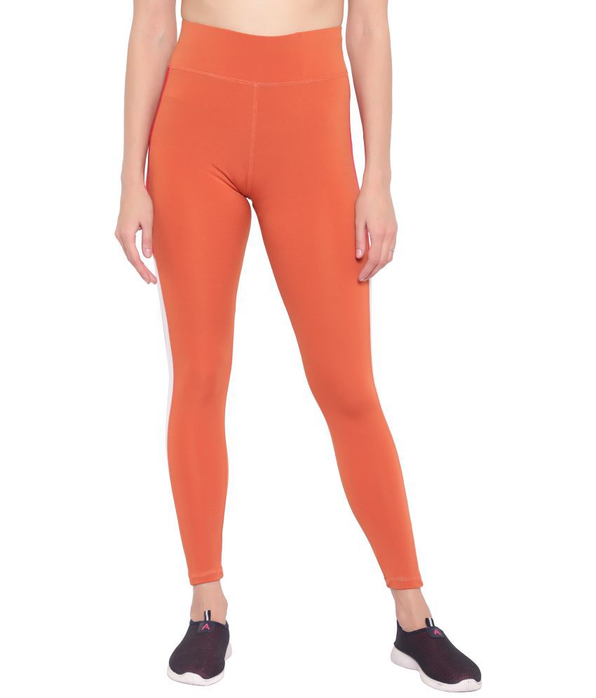Diaz Orange Polyester Solid Tights - Single