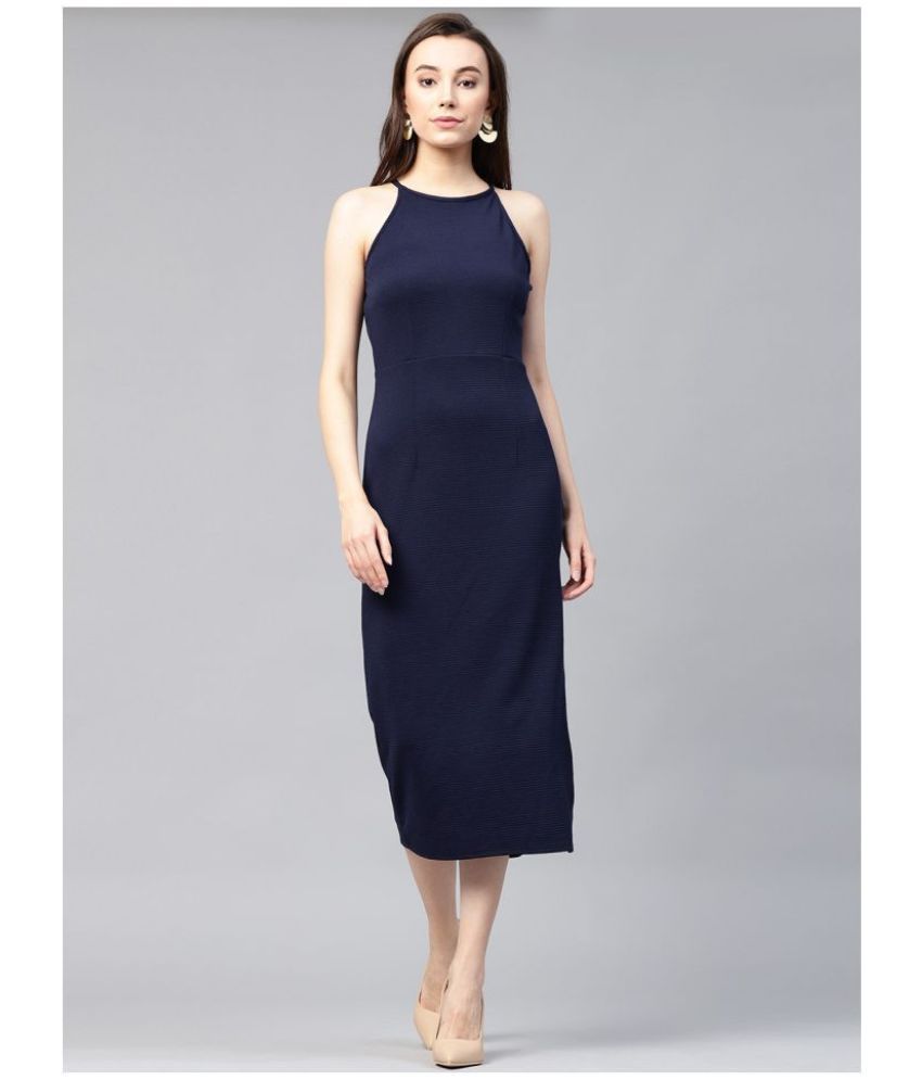     			Zima Leto Polyester Navy Bodycon Dress - Single