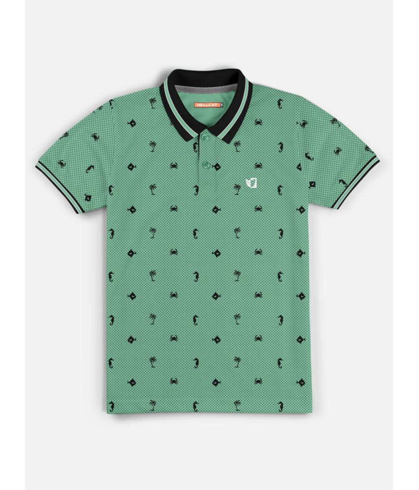HELLCAT Polo Collar Neck Half Sleeve Cut & Sew Printed Tshirt for Boys