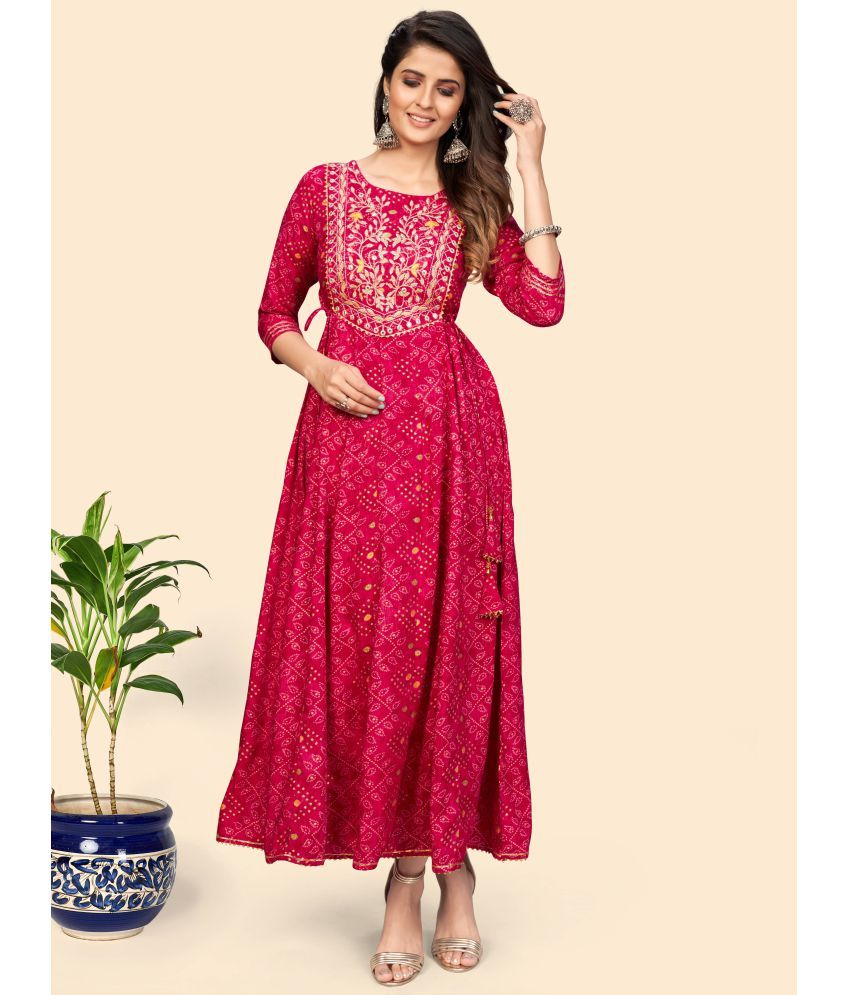     			Vbuyz Pink Rayon Anarkali Kurti - Single