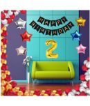 Blooms Event 1 Set Happy Birthday Banner     Black Color ,  1 Gold ,1 Silver ,1 Red ,1 Royal Blue ,1 Pink & 1 Rose Gold Star shape Foil Balloons, 30 HD Metallic Gold , Silver & Red Balloons ,2 No. Foil Number Golden