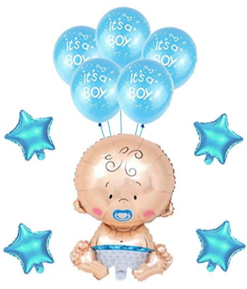    			Blooms Event  Its a Boy Balloon Baby Shower Balloon Set of 35 Pcs -1 Pc Large Size Baby Foil Balloon, 4 blue  Star Foil Balloon and 30 Pcs Its a Boy Printed Balloons