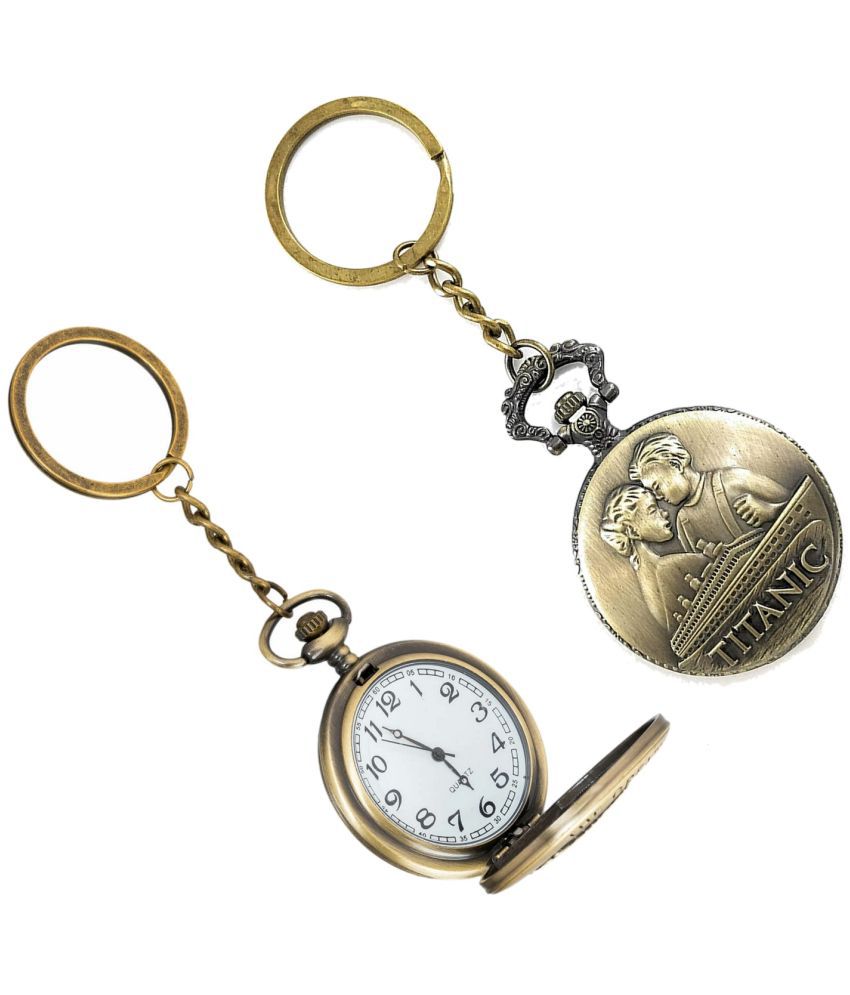     			Gala Time Titanic Theme Designer Pocket Watch Vintage Premium Analog Clock Antique Metallic Keyring Gift Key Chain