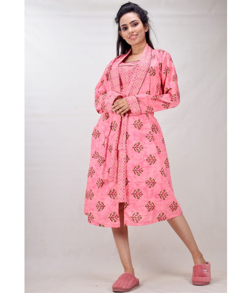     			CLYMAA Cotton Robes - Pink Single