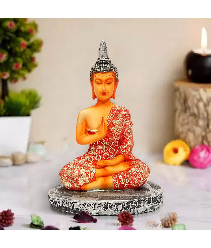 Hometales Multicolour Resin Samadhi Buddha Showpiece Figurines - (7 Inch)