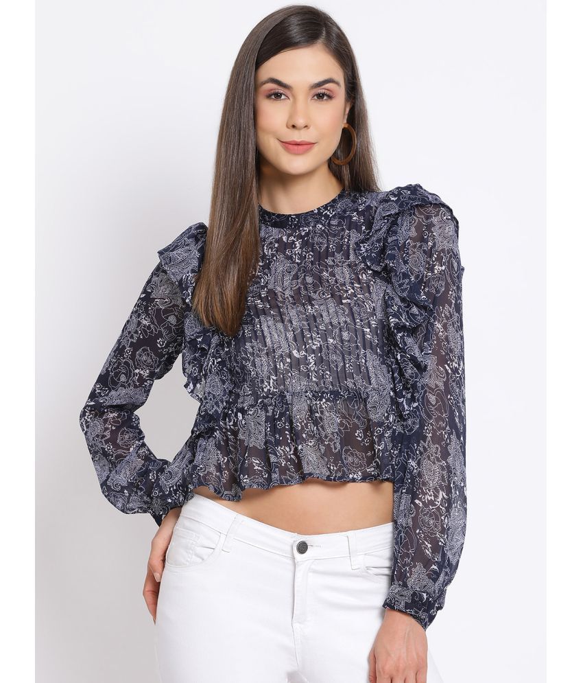     			Oxolloxo - Navy Polyester Women's Crop Top ( Pack of 1 )